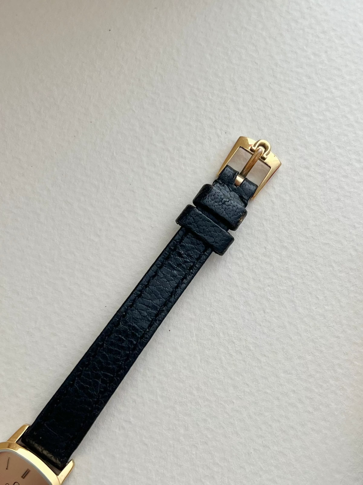 Omega De Ville Tonneau Women's Watch in Gold Tone on Black Leather, view 7.