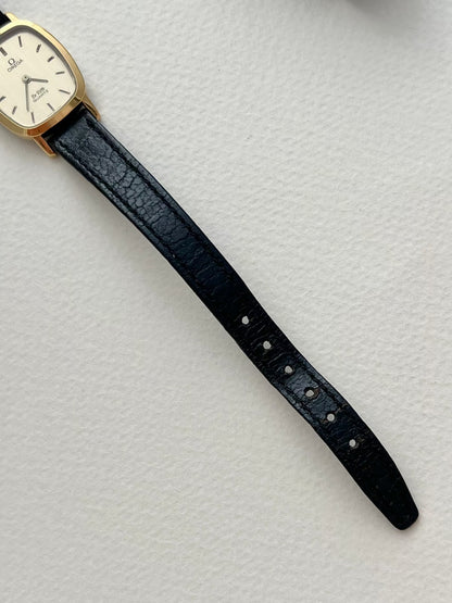 Omega De Ville Tonneau Women's Watch in Gold Tone on Black Leather, view 8.