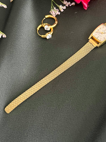 Omega De Ville Tonneau Womens Watch with Gold Mesh Bracelet, product view 7.