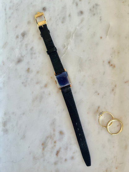 Omega Geneve Square Gold Tone Women’s Watch, box set of a vintage women's watch at Gilded Hour.
