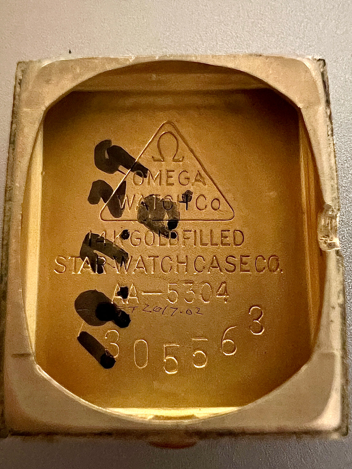 Omega Rectangular 14k Gold Filled Mesh Bracelet Watch, bracelet detail of a vintage women's watch at Gilded Hour.