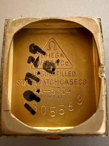 Omega Rectangular 14k Gold Filled Mesh Bracelet Watch, bracelet detail of a vintage women's watch at Gilded Hour.