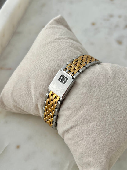 Original Omega two tone bracelet and signed folding clasp on Seamaster Brest 396.1011