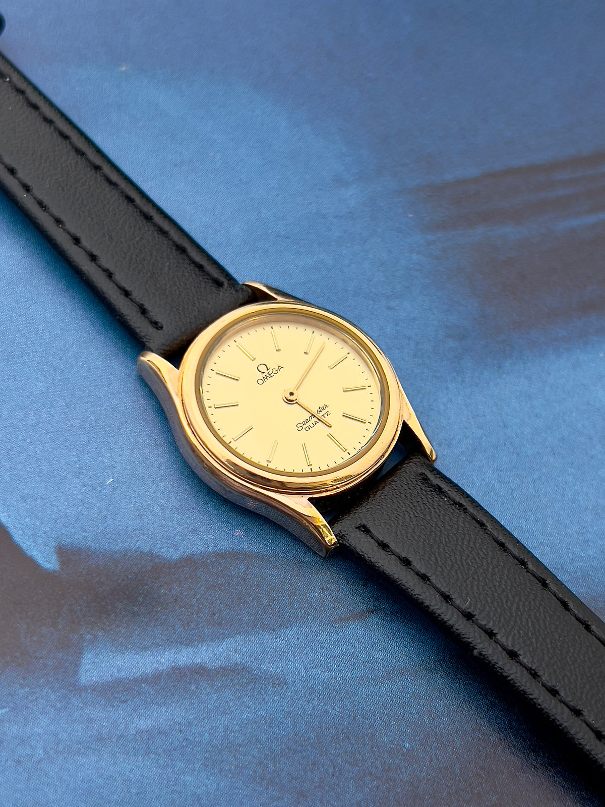 Caseback detail of the Omega Seamaster watch.