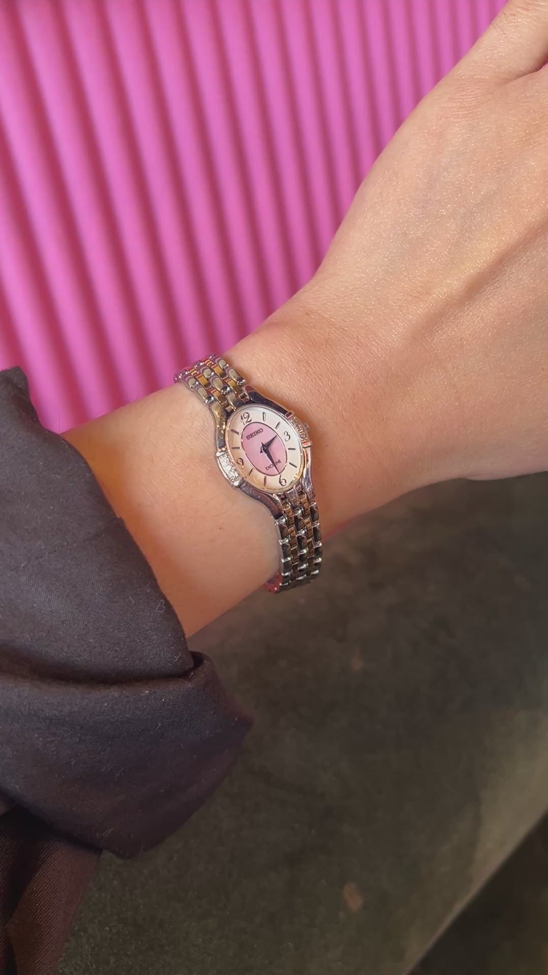 Seiko Exceline Pink Dial Woman's Watch with in-laid Diamonds – The