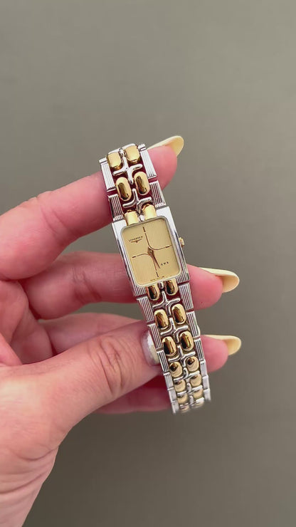 Longines QWR Ladies Two Tone Bracelet Watch with Champagne Dial