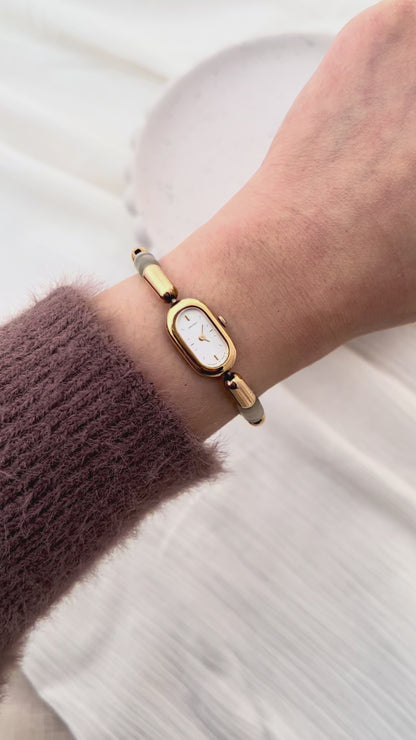 Seiko Ladies Capsule Shaped Gold and Unique Resin Bracelet Watch