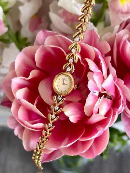 Seiko Ladies Gold Tennis Bracelet Watch with Diamond Accents and Champagne Dial