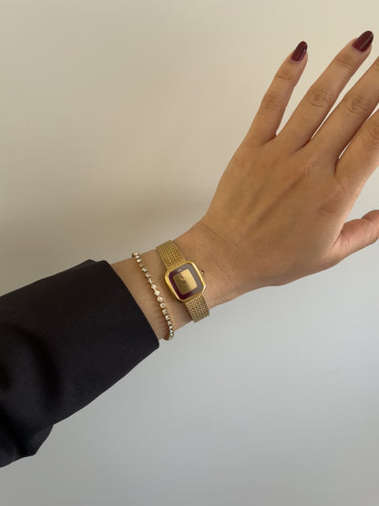 Seiko Lassale Bordeaux Gold Mesh Bracelet Ladies Watch