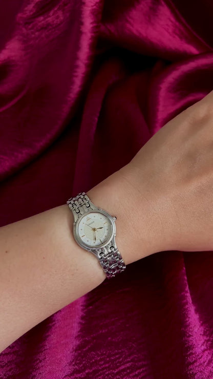 Credor Silver Women's Watch with Sculpted Link Bracelet