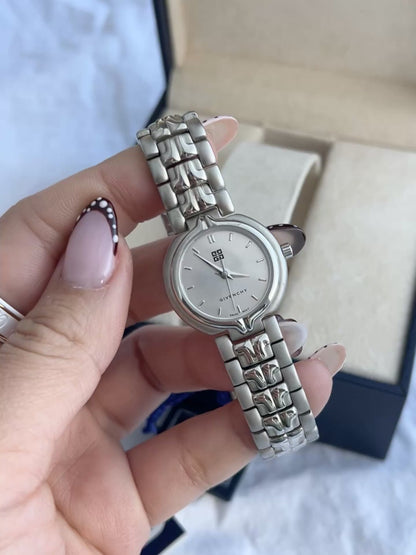 Givenchy Sculpted Round Women’s Watch with Silver Dial