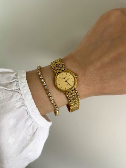 Longines Ladies's Watch in Gold with Unique Patterned Dial