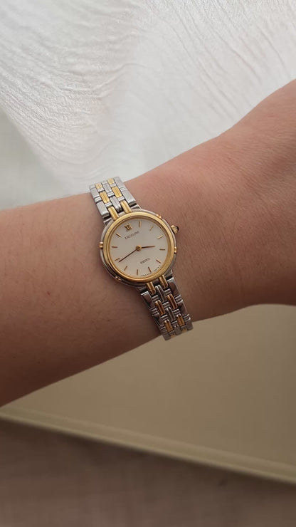 Seiko Exceline Two-tone Woman's Watch with White Dust Dial