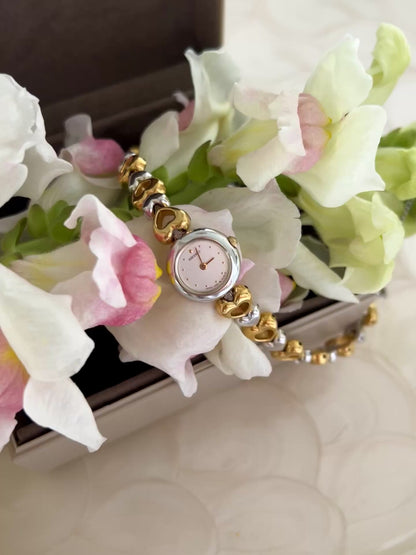 Seiko Dainty Ladies Hearts Bracelet Watch in Two Tone