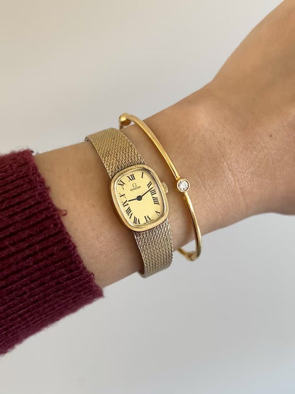 Omega Gold Mesh Bracelet Watch with Roman Dial