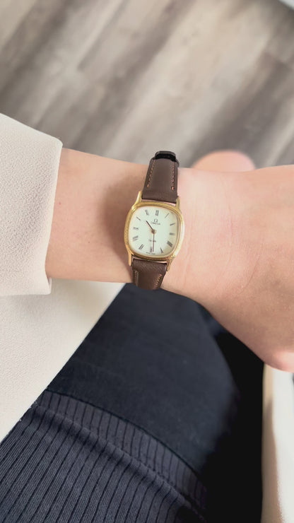 Omega De Ville Cushion Case Woman's Watch with Rope Bezel Pattern