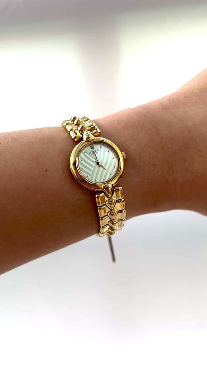 Seiko x Ungaro Gold Toned Woman's Watch with Intricate Bracelet