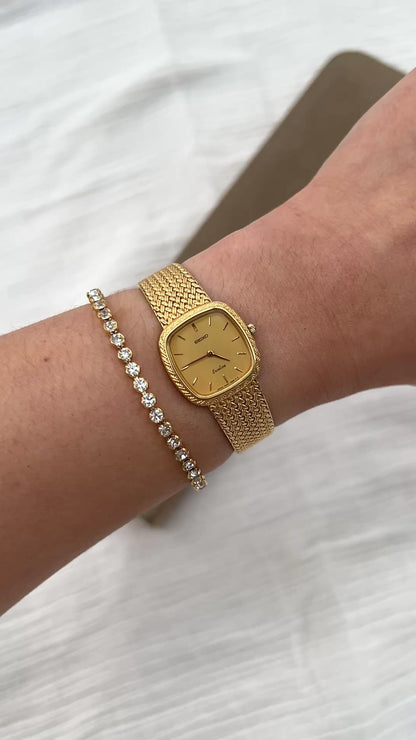 Seiko Exceline Gold Toned Woman's Watch with Diamond Set Crown