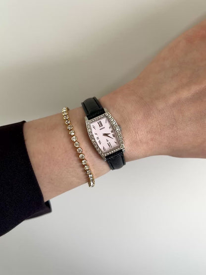 Seiko Lukia Ladies Tonneau Watch with Diamond Set Bezel and Textured Pink Dial Limited Edition