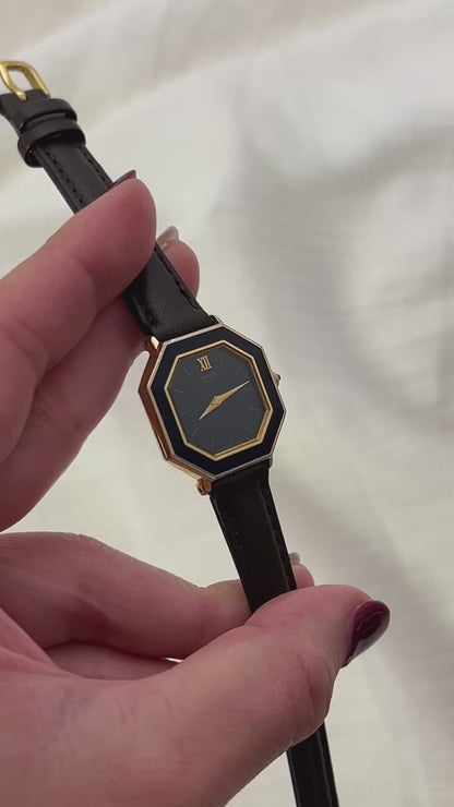 Seiko Rare Octagonal Women's Watch with Enamel Bezel