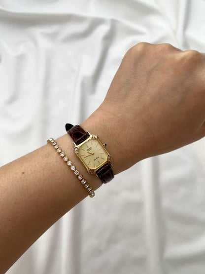 Seiko Exceline Gold Tank Ladies  Watch with Unique Ornate Case