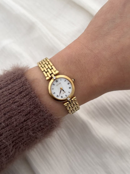 Seiko Exceline Gold-Tone Bracelet Woman's Watch with Diamond Accents