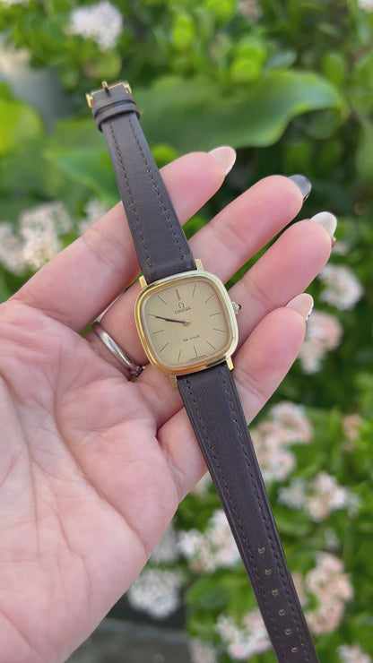 Omega Cushioned Gold Toned Woman's Watch