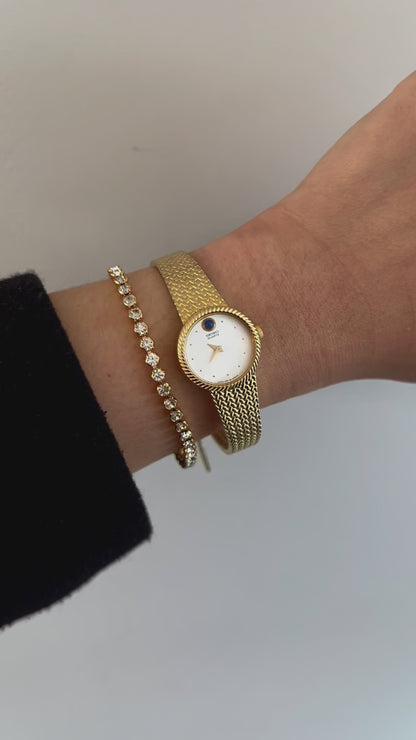 Seiko Round Rope Dial Ladies Watch with Blue Stone Eye