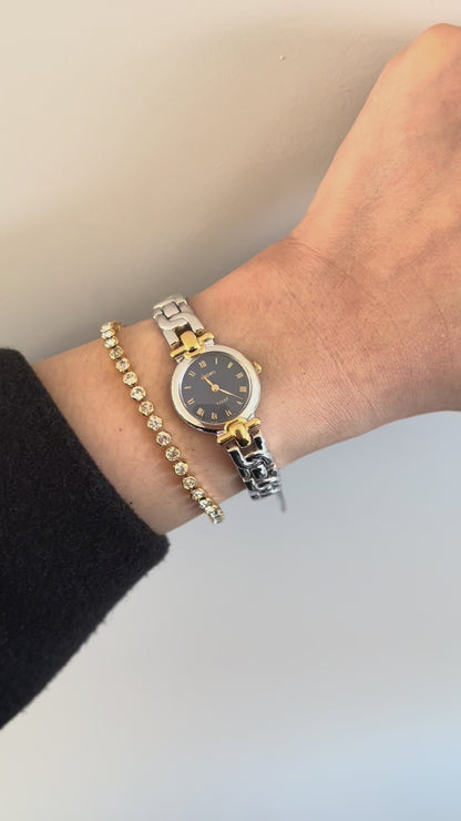 Seiko Two Tone Bracelet Sculpted Woman's Watch with a Blue Dial