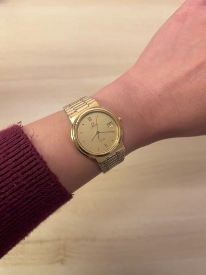 Omega De Ville Gold Tone Unisex Watch with Integrated Bracelet