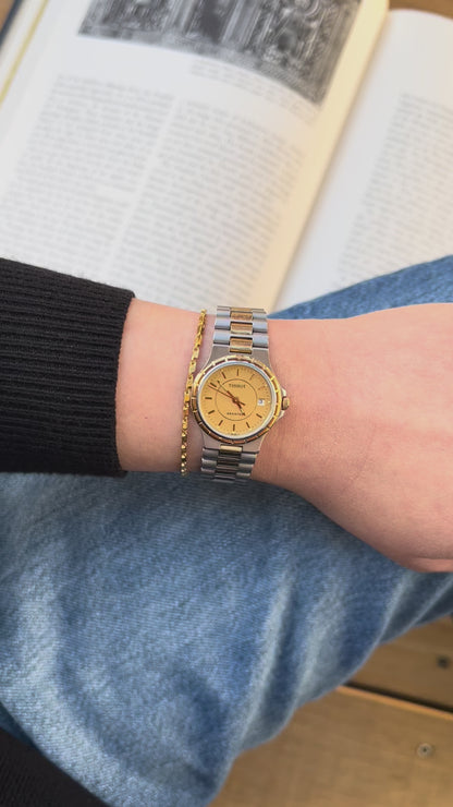 Tissot Seastar Two-Tone Watch with Sunburst Gold Dial and Date