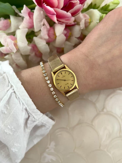 Omega De Ville in Gold with Mesh Bracelet