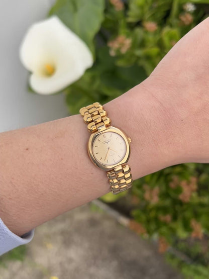 Longines Gold Tone Women's Watch with Textured Dial