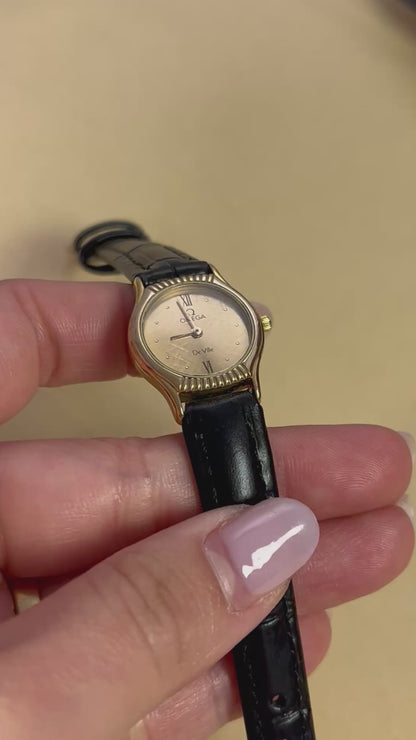 Omega De Ville Gold Woman's Watch with Unique Patterned Dial