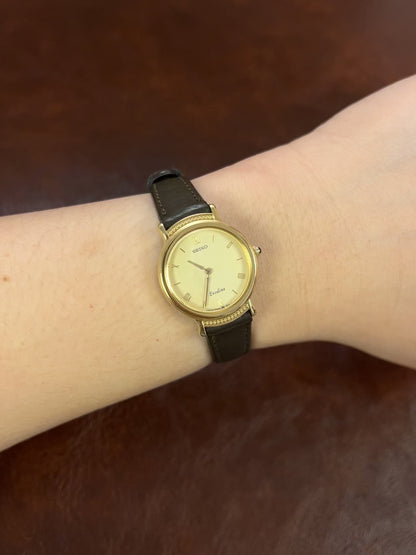 Seiko Exceline Ladies Watch in Gold with Beaded Bezel
