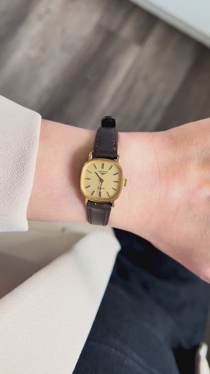 Longines Gold Toned Cushion Case Woman's Watch