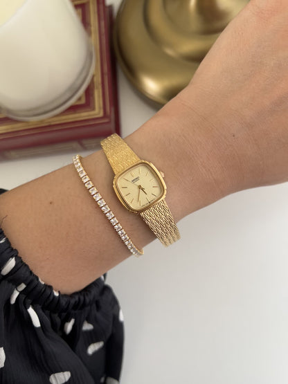 Seiko Gold Toned Women's Watch with Textured Bracelet