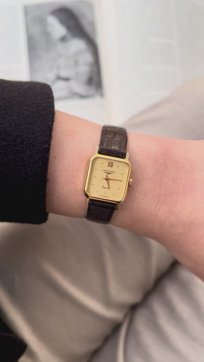 Longines Gold Toned Soft Rectangular Women's Watch