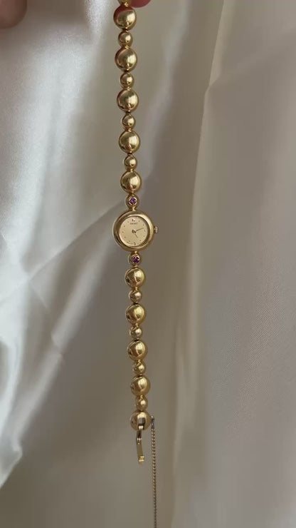 Seiko Bubble Bracelet Watch with inlaid Rubies