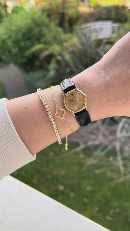 Omega De Ville Gold Woman's Watch with Unique Patterned Dial