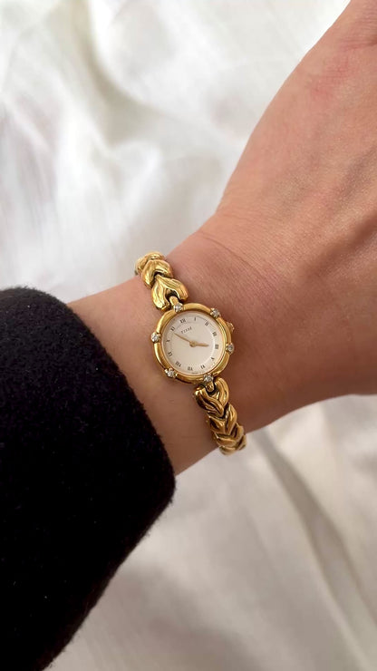 Seiko Tisse Woman's Watch with Diamonds and Leaf Pattern Bracelet