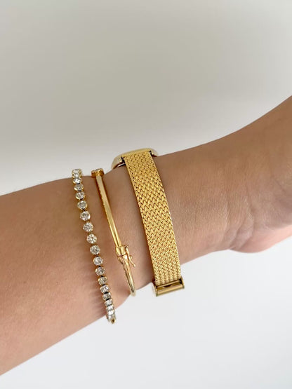 Omega De Ville Oblong Womens Watch with Gold Mesh Bracelet