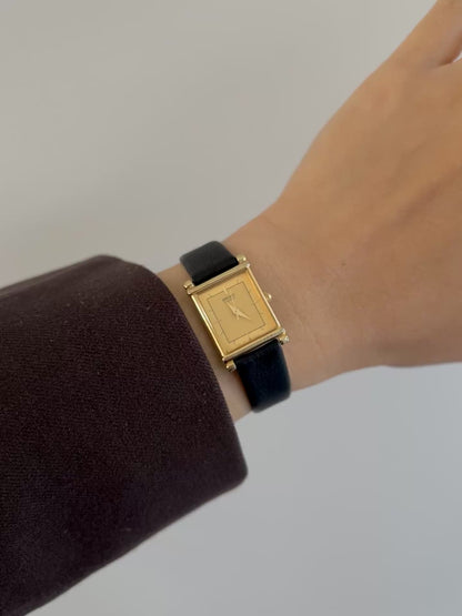 Seiko Rectangular Gold Tone Dress Watch