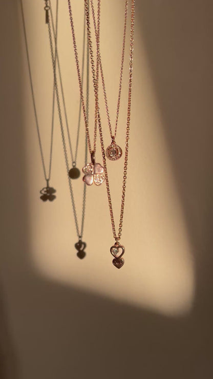 Coach Lucky Clover Rose Gold Tone Necklace