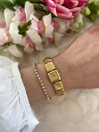 Seiko Unique Dainty Gold Bracelet Watch with Square Dial