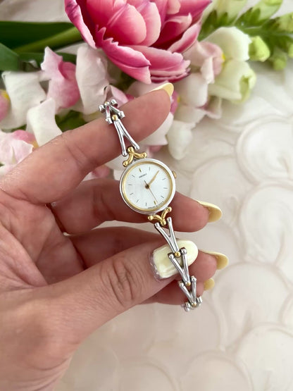 Seiko Gold and Silver Bracelet Ladies Watch with White Dial
