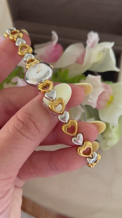 Seiko Dainty Ladies Hearts Bracelet Watch in Two Tone