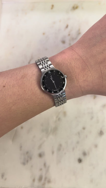 Yves Saint Laurent Black Dial Ladies Watch with Domed Glass