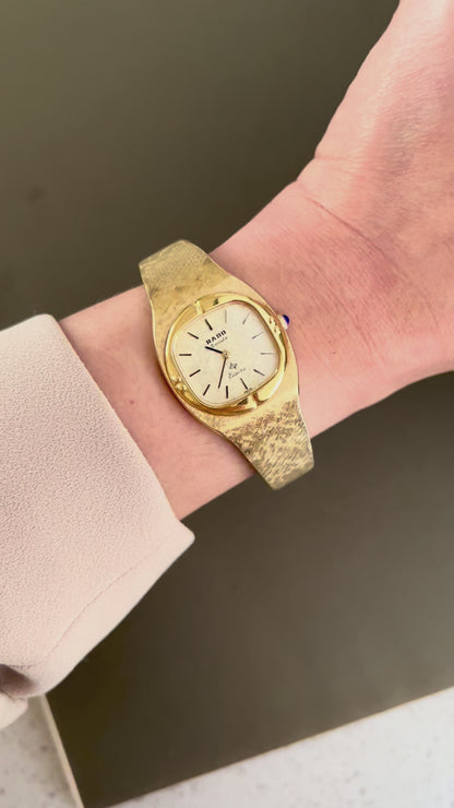 Rado Gold Toned Woman's Watch with Linen Textured Dial