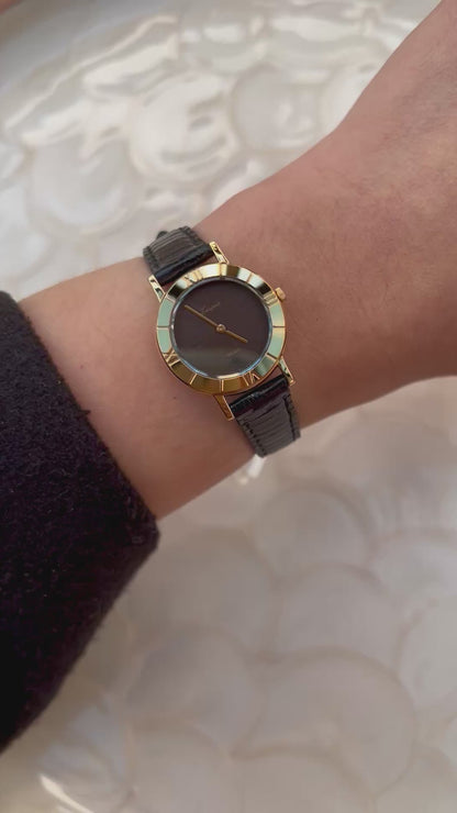 Seiko Guilloche Pattern Black Dial Woman's Watch